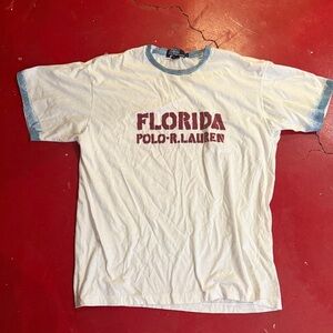 Ralph Lauren Blue Vintage Florida White Polo Shirt